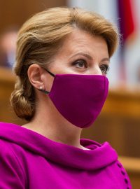 Slovenská prezidentka Zuzana Čaputová při projevu o stavu země