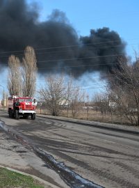 Požár skladu paliva v ruském Belgorodu (1. 4. 2022)