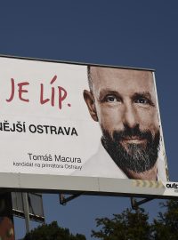 Předvolební billboard hnutí Ano, Tomáš Macura, Ostrava, 5. září 2022