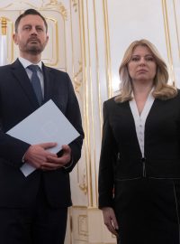 Prezidentka Zuzana Čaputová s předsedou odvolané vlády Eduardem Hegerem