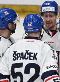 Čeští hokejisté slaví gól
