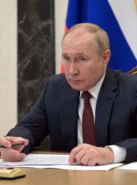 Ruský prezident Vladimir Putin se účastní online schůzky se zástupci vlády (leden 2021)