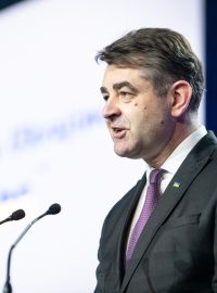 Ukrajinský velvyslanec Jevhen Perebyjnis na sjezdu ODS.