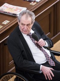 Prezident Miloš Zeman v Poslanecké sněmovně ČR.