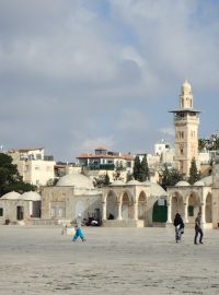 Chrámová hora, okrsek mešity al-Aksá je obrovským uzavřeným prostranstvím