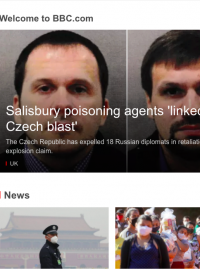 Zpráva o ruských agentech patřila na webu BBC v neděli ráno mezi hlavní