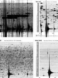 Pondělní (21. května 2018) otřesy na Chebsku tak, jak je na různých místech republiky zachytila seismická síť.