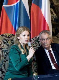 Slovenská prezidentka Zuzana Čaputová se na Hradě setkala s Milošem Zemanem